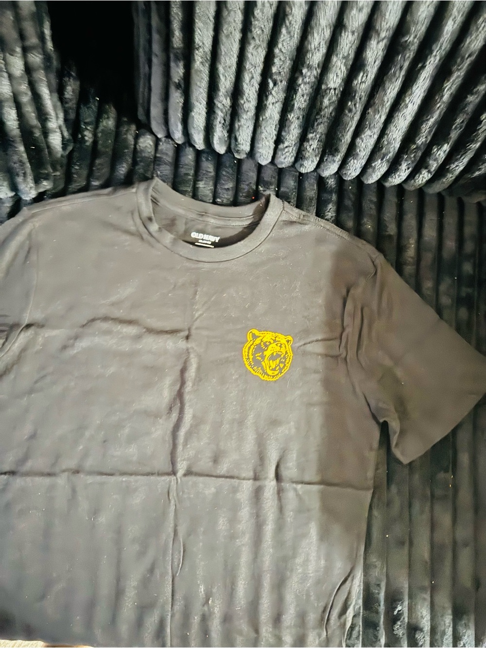 Old Navy Black Short-Sleeve Tee with Yellow Bear Patch